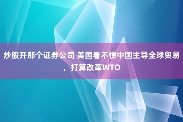 炒股开那个证券公司 美国看不惯中国主导全球贸易，打算改革WTO