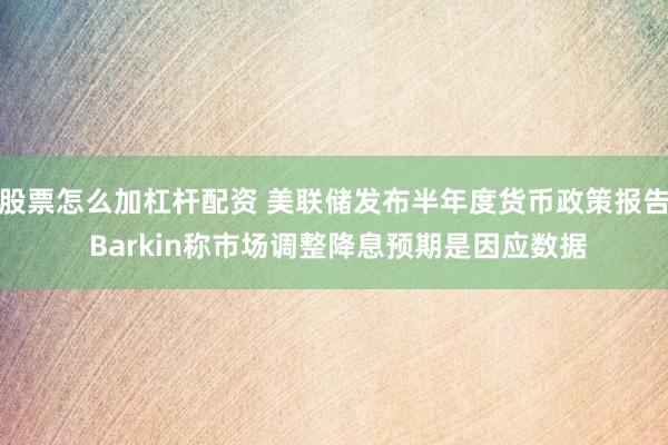股票怎么加杠杆配资 美联储发布半年度货币政策报告 Barkin称市场调整降息预期是因应数据