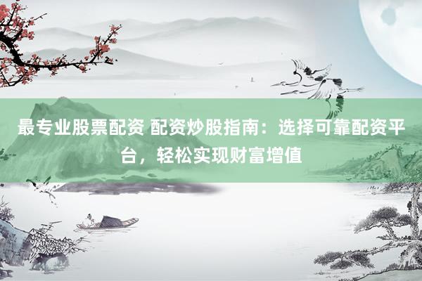 最专业股票配资 配资炒股指南：选择可靠配资平台，轻松实现财富增值
